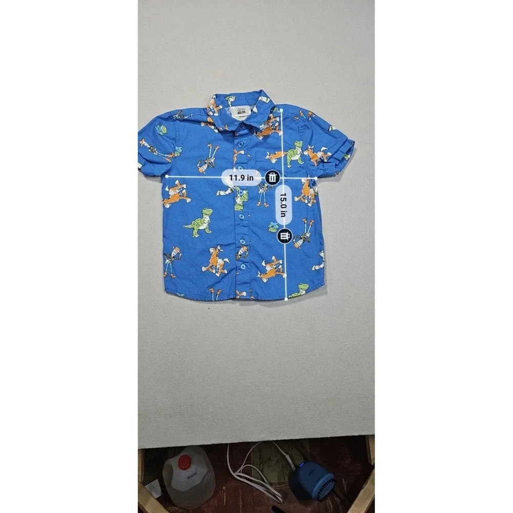 Disney‎ Pixar Toy Story Character Print Boys Button-Up 2T Blue All-over